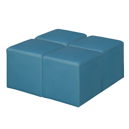 Regency Jean Square Vinyl Ottoman (Set of 4)- Peacock Teal N6263PT4PK
